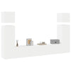 Valkoinen teknisestä puusta valmistettu 8-osainen TV-kaappisarja