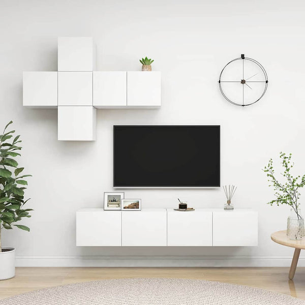 7-osainen TV-kaappisarja valkoinen lastulevy