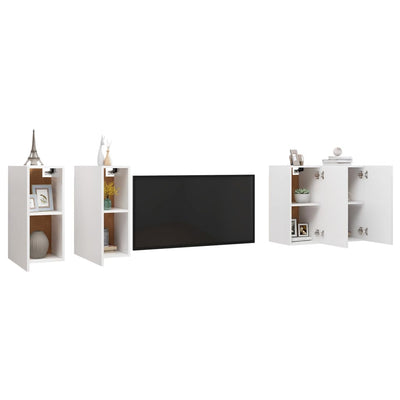 TV-tasot 4 kpl valkoinen 30,5x30x60 cm tekninen puu