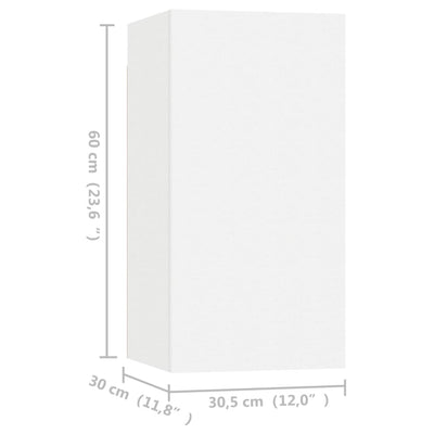 TV-tasot 4 kpl valkoinen 30,5x30x60 cm tekninen puu