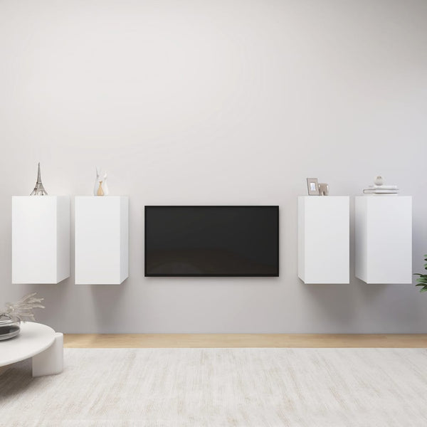 TV-tasot 4 kpl valkoinen 30,5x30x60 cm tekninen puu