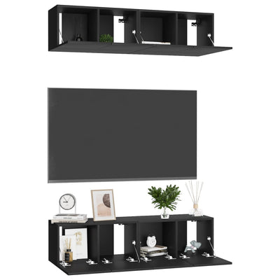 TV-tasot 4 kpl musta 60x30x30 cm tekninen puu