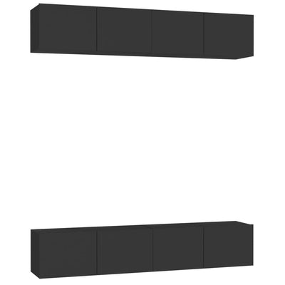 TV-tasot 4 kpl musta 80x30x30 cm lastulevy