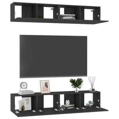TV-tasot 4 kpl musta 80x30x30 cm lastulevy