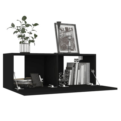 TV-tasot 4 kpl musta 80x30x30 cm lastulevy