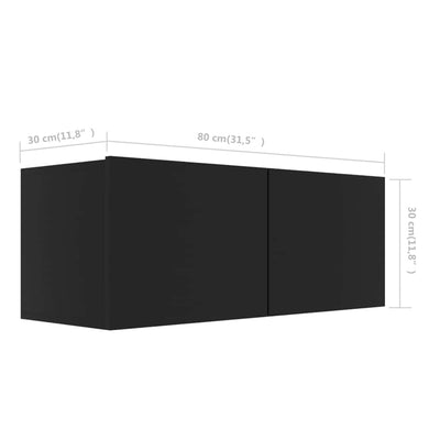 TV-tasot 4 kpl musta 80x30x30 cm lastulevy