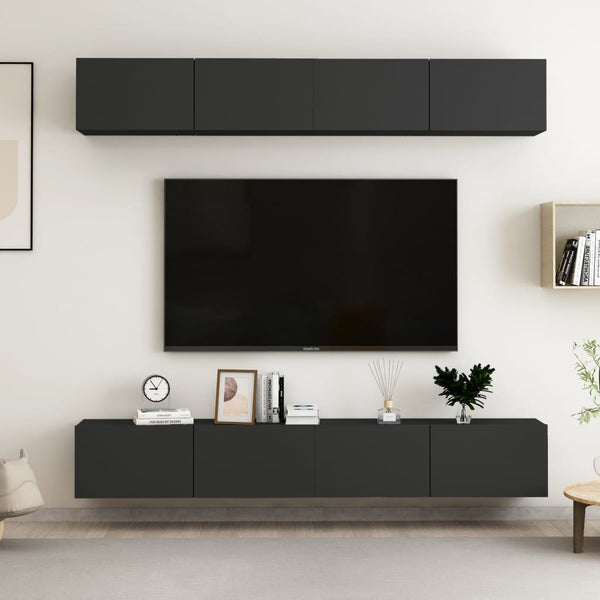 TV-tasot 4 kpl musta 100x30x30 cm tekninen puu