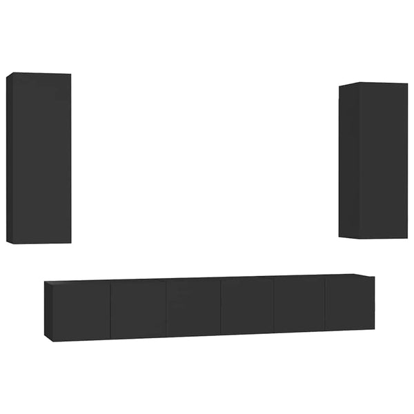 5-osainen TV-kaappisarja musta tekninen puu