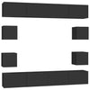 8-osainen TV-kaappisarja musta lastulevy