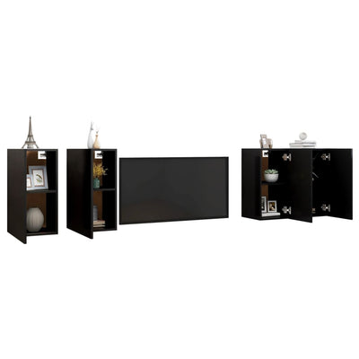 TV-tasot 4 kpl musta 30,5x30x60 cm tekninen puu