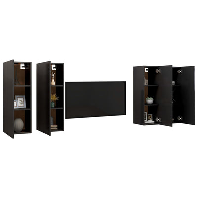 TV-tasot 4 kpl musta 30,5x30x90 cm tekninen puu