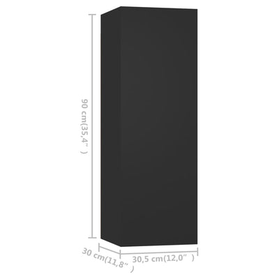 TV-tasot 4 kpl musta 30,5x30x90 cm tekninen puu