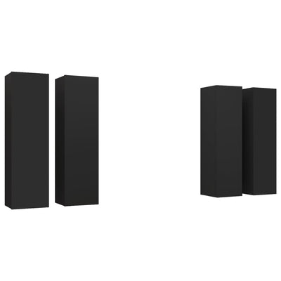 TV-tasot 4 kpl musta 30,5x30x110 cm lastulevy