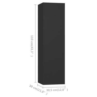 TV-tasot 4 kpl musta 30,5x30x110 cm lastulevy
