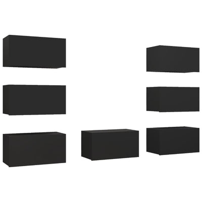 TV-tasot 7 kpl musta 30,5x30x60 cm tekninen puu