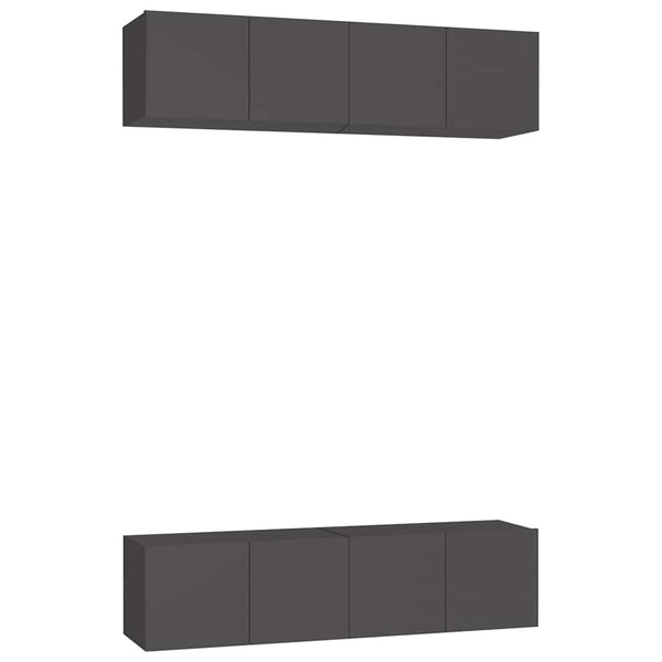 TV-tasot 4 kpl harmaa 60x30x30 cm lastulevy