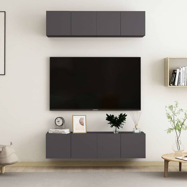 TV-tasot 4 kpl harmaa 60x30x30 cm lastulevy