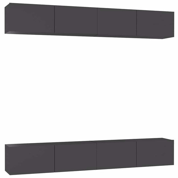 TV-tasot 4 kpl harmaa 100x30x30 cm lastulevy