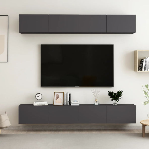 TV-tasot 4 kpl harmaa 100x30x30 cm lastulevy