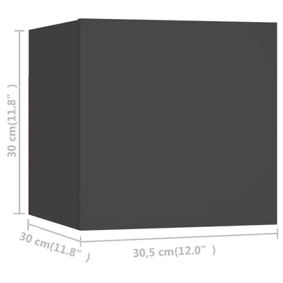 Seinäkiinnitettävä TV-taso 8 kpl harmaa 30,5x30x30 cm