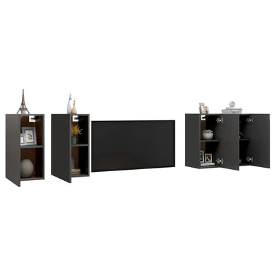 TV-tasot 4 kpl harmaa 30,5x30x60 cm tekninen puu