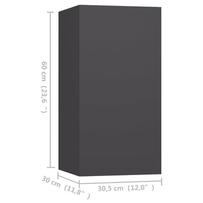 TV-tasot 4 kpl harmaa 30,5x30x60 cm tekninen puu