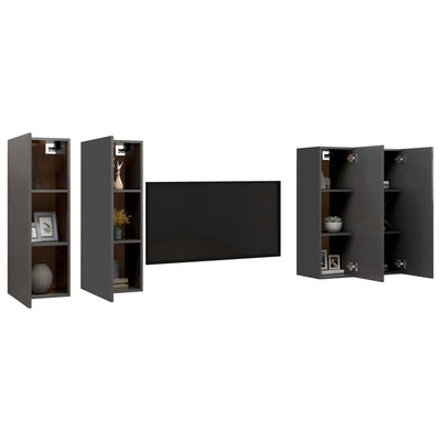 TV-tasot 4 kpl harmaa 30,5x30x90 cm tekninen puu