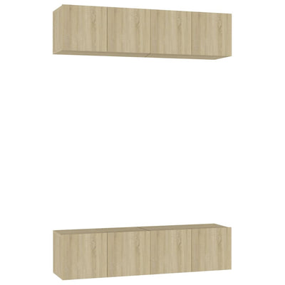 TV-tasot 4 kpl Sonoma-tammi 60x30x30 cm tekninen puu