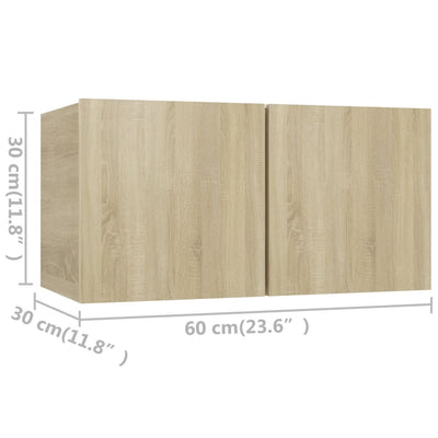 TV-tasot 4 kpl Sonoma-tammi 60x30x30 cm tekninen puu