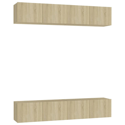 TV-tasot 4 kpl Sonoma-tammi 80x30x30 cm lastulevy