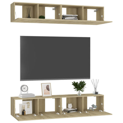 TV-tasot 4 kpl Sonoma-tammi 80x30x30 cm lastulevy