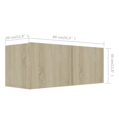 TV-tasot 4 kpl Sonoma-tammi 80x30x30 cm lastulevy