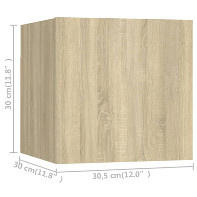 Seinäkiinnitettävä TV-taso 8 kpl Sonoma-tammi 30,5x30x30 cm