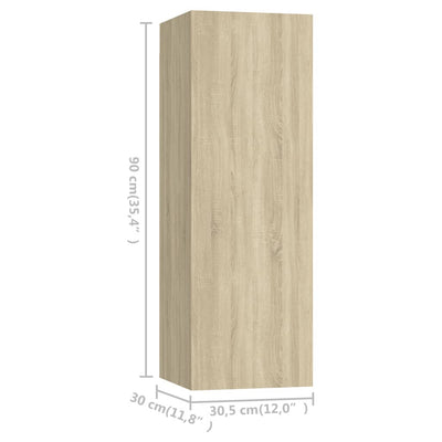 TV-tasot 4 kpl Sonoma-tammi 30,5x30x90 cm tekninen puu