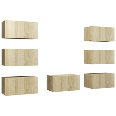 TV-tasot 7 kpl Sonoma-tammi 30,5x30x60 cm tekninen puu