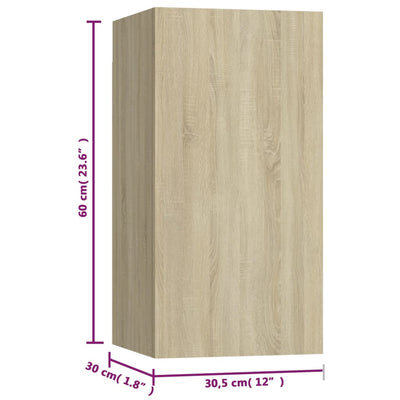 TV-tasot 7 kpl Sonoma-tammi 30,5x30x60 cm tekninen puu