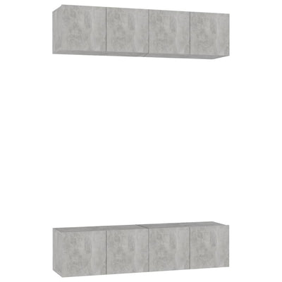 TV-tasot 4 kpl betoninharmaa 60x30x30 cm tekninen puu