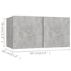 TV-tasot 4 kpl betoninharmaa 60x30x30 cm tekninen puu