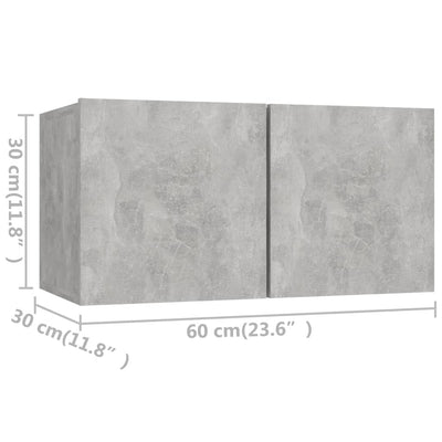 TV-tasot 4 kpl betoninharmaa 60x30x30 cm tekninen puu