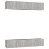 TV-tasot 4 kpl betoninharmaa 80x30x30 cm tekninen puu