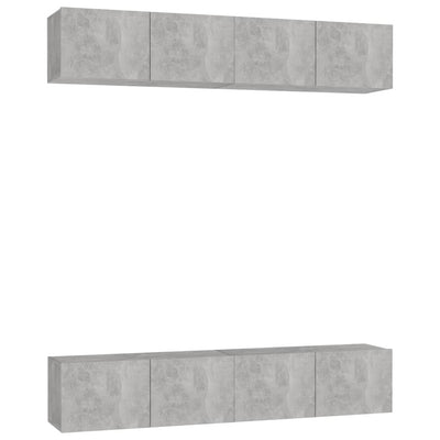TV-tasot 4 kpl betoninharmaa 80x30x30 cm tekninen puu