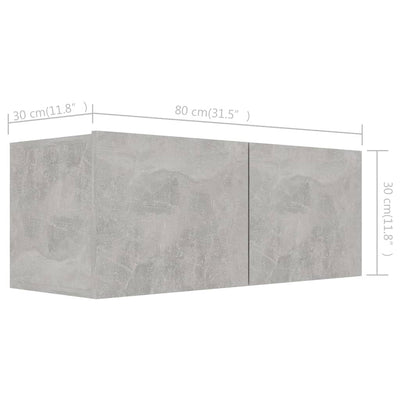 TV-tasot 4 kpl betoninharmaa 80x30x30 cm tekninen puu