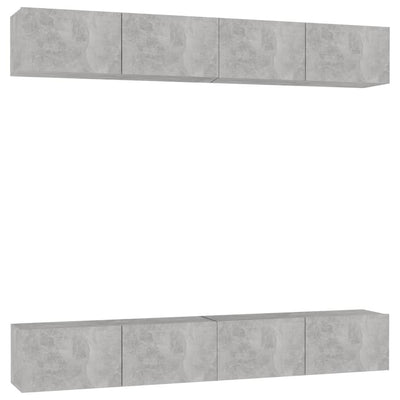 TV-tasot 4 kpl betoninharmaa 100x30x30 cm tekninen puu