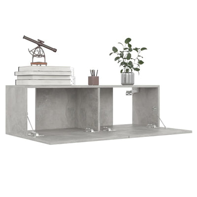 TV-tasot 4 kpl betoninharmaa 100x30x30 cm tekninen puu