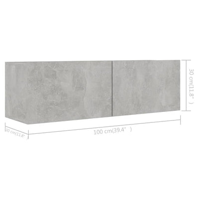 TV-tasot 4 kpl betoninharmaa 100x30x30 cm tekninen puu
