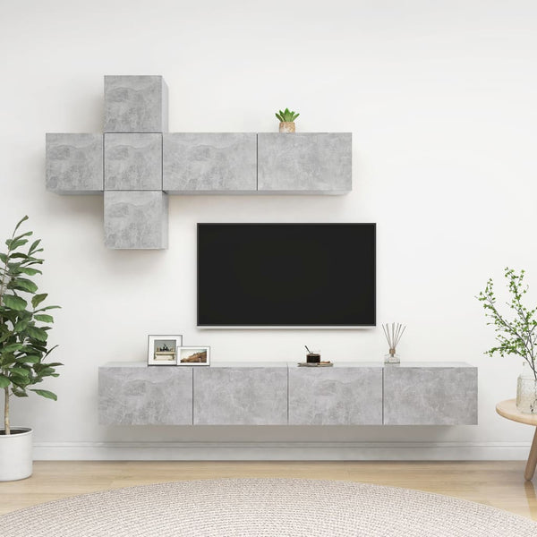 TV-kaappisarja, 7-osainen betoninharmaa lastulevy