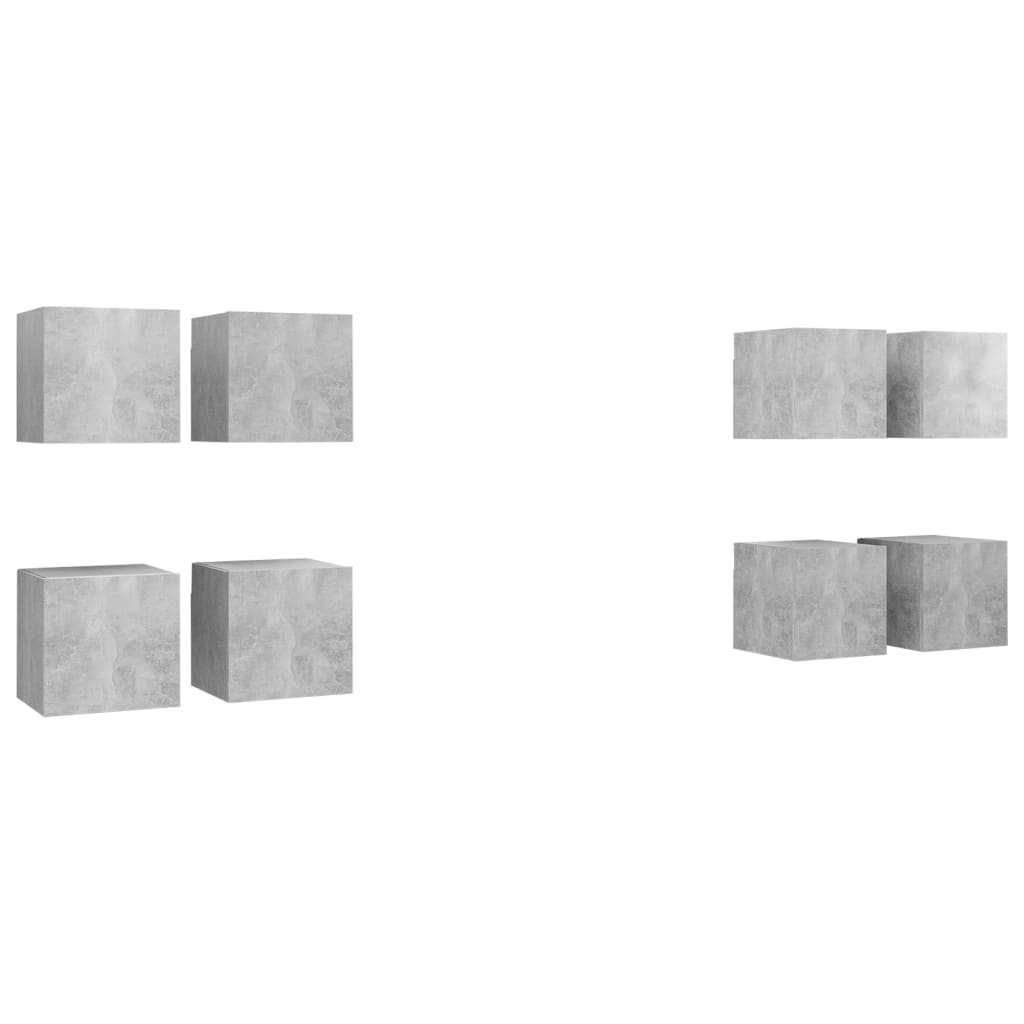 Seinäkiinnitettävä TV-taso 8 kpl betoninharmaa 30,5x30x30 cm