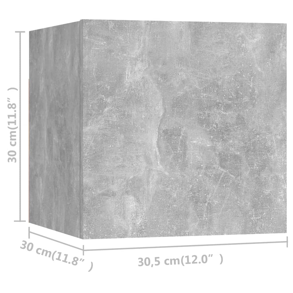Seinäkiinnitettävä TV-taso 8 kpl betoninharmaa 30,5x30x30 cm
