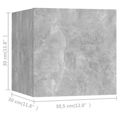 Seinäkiinnitettävä TV-taso 8 kpl betoninharmaa 30,5x30x30 cm