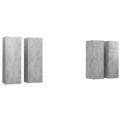 TV-tasot 4 kpl betoninharmaa 30,5x30x90 cm tekninen puu
